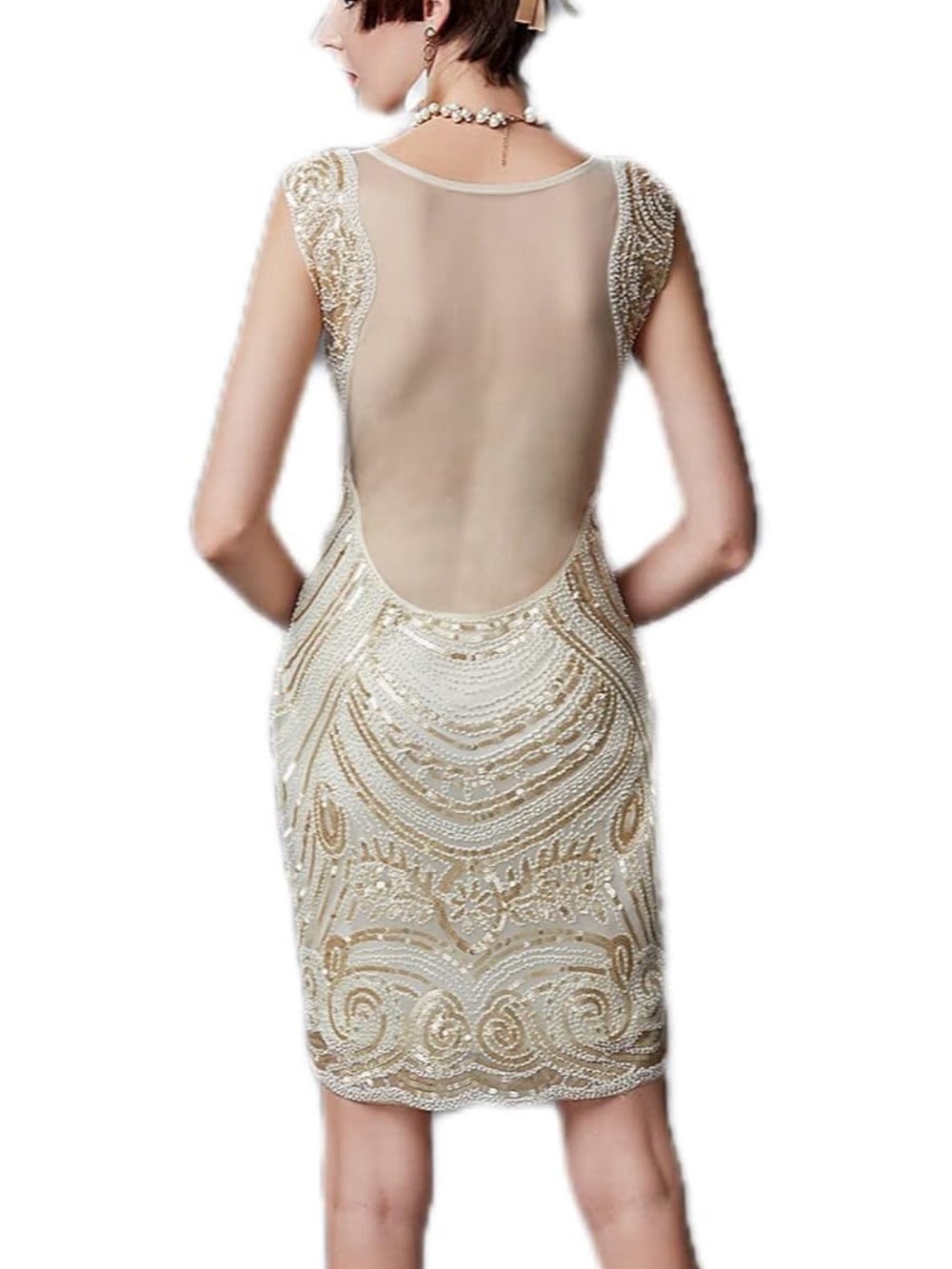 1920s Backless Sequined Dress